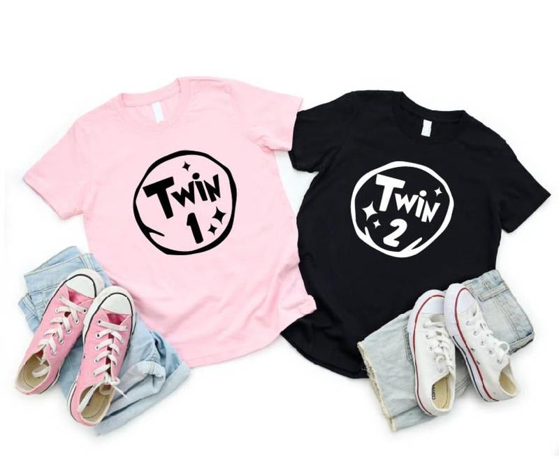 Twin 1 And Twin 2 Shirt, Twin Gift Shirt, Matching Sibling T-Shirt, Twin One And Two Tee, Cute Sister And Brother Shirt,...