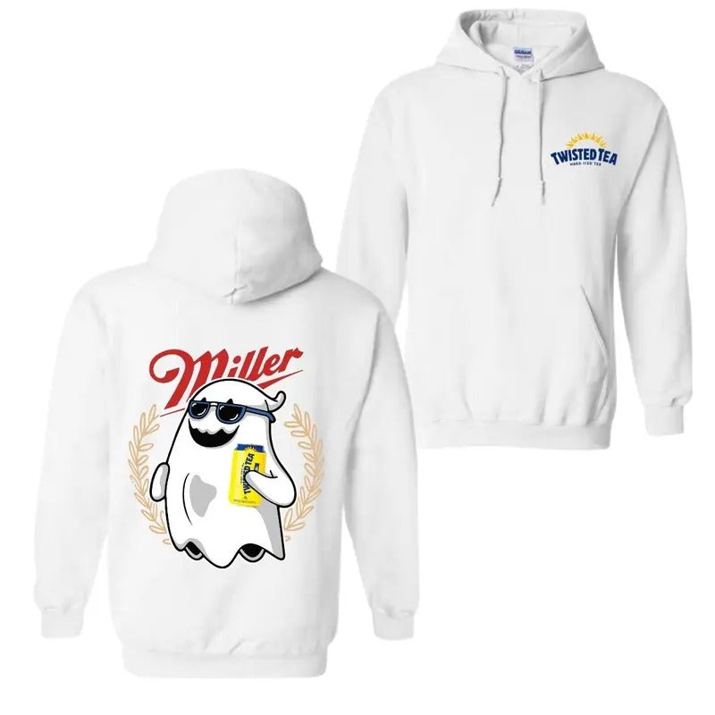Twisted Tea Ghost Halloween 2 Sided T-Shirt Full Color Comfortable  Hoodie, 2 sides Hoodie Trendy Unisex Sweatshirt