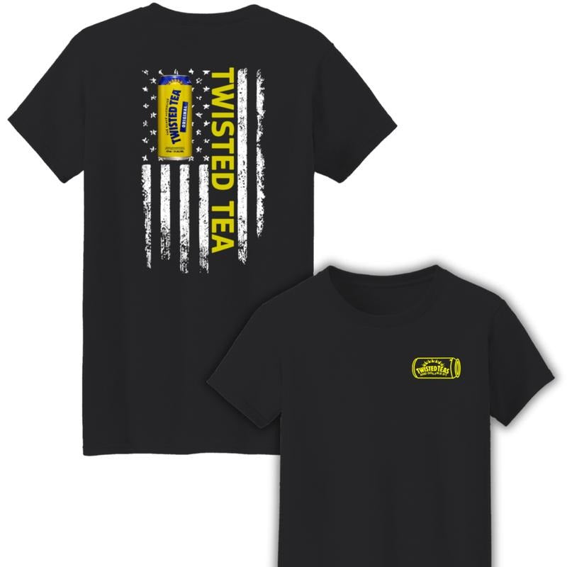Twisted Tea Logo Flag Funny Two Sides Unisex Cotton T-Shirt Hoodie, Sweatshirt | GrindPrints.com