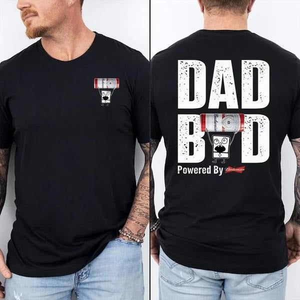 Two-sided Dad Bob Powered By Budweiser T-shirt, Father's Day Gifts, Doodlebob Papa Tee, Funny Summer Graphic Tee, Trendy...