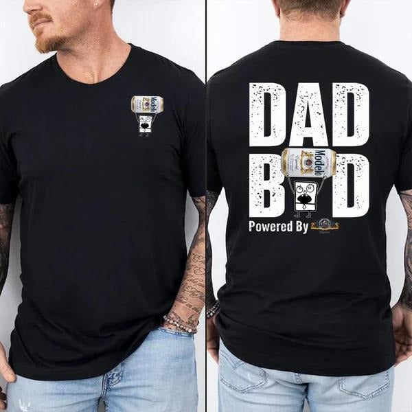 Two-sided Dad Bob Powered By Modelo T-shirt, Father's Day Gifts, Doodlebob Papa Tee, Funny Summer Graphic Tee, Trendy...