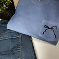 Two tone embroidered bow-pocket tee Hoodie, Sweatshirt | GrindPrints.com