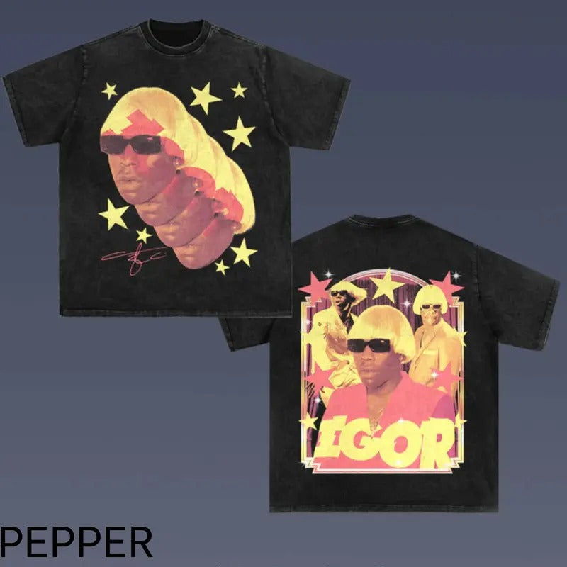 Tyler The Creator 2.3, Double Sided Prints Vintage Bootleg T-Shirt,Tyler the creator printed t-shirt, Cotton Casual Crew...