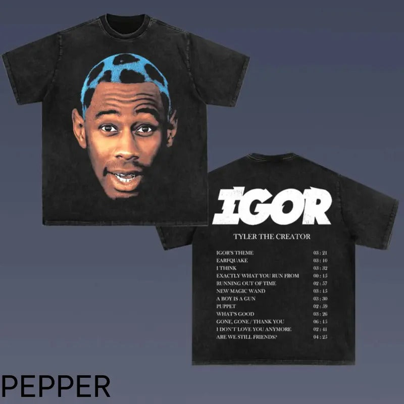 Tyler The Creator IGOR Tshirt,  Double Sided Prints Vintage Bootleg T-Shirt,Tyler the creator printed t-shirt, Cotton...