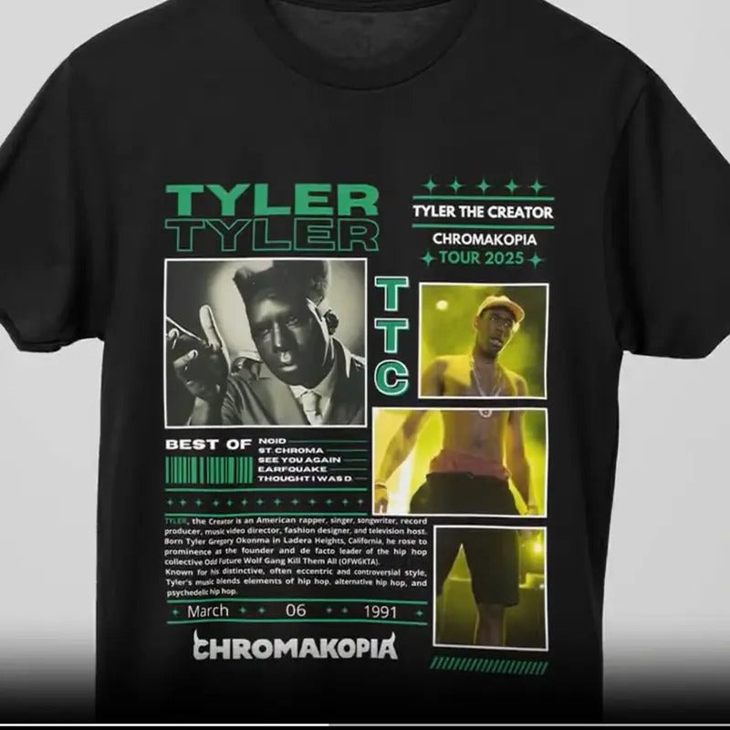 Tyler The Creator Tshirt , Retro Chromakopia Tshirt  90s vintage Tyler shirt , Tyler Chromakopia, Casual, Classic Fashion...