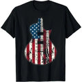 US American Flag Guitar Musician Distressed Guitars Vintage T-Shirt Made in USA Hoodie, Sweatshirt | GrindPrints.com