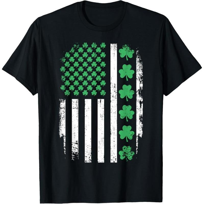 US American flag with shamrocks for St Patricks day T-Shirt Hoodie, Sweatshirt | GrindPrints.com