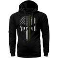 US Thin Green Line Flag Skull Army Hoodie Sweatshirt Cotton Fabric T-Shirts | GrindPrints.com