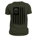 USA Black Vertical Flag With Skull Men's T-Shirt Crewneck Casual Hoodie, Sweatshirt | GrindPrints.com