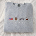 USA Embroidered Sweatshirt, Crewneck, Sweater, Cotton, United States of America, Black, Flag, Cowboy, Truck, Eagle, Cute...