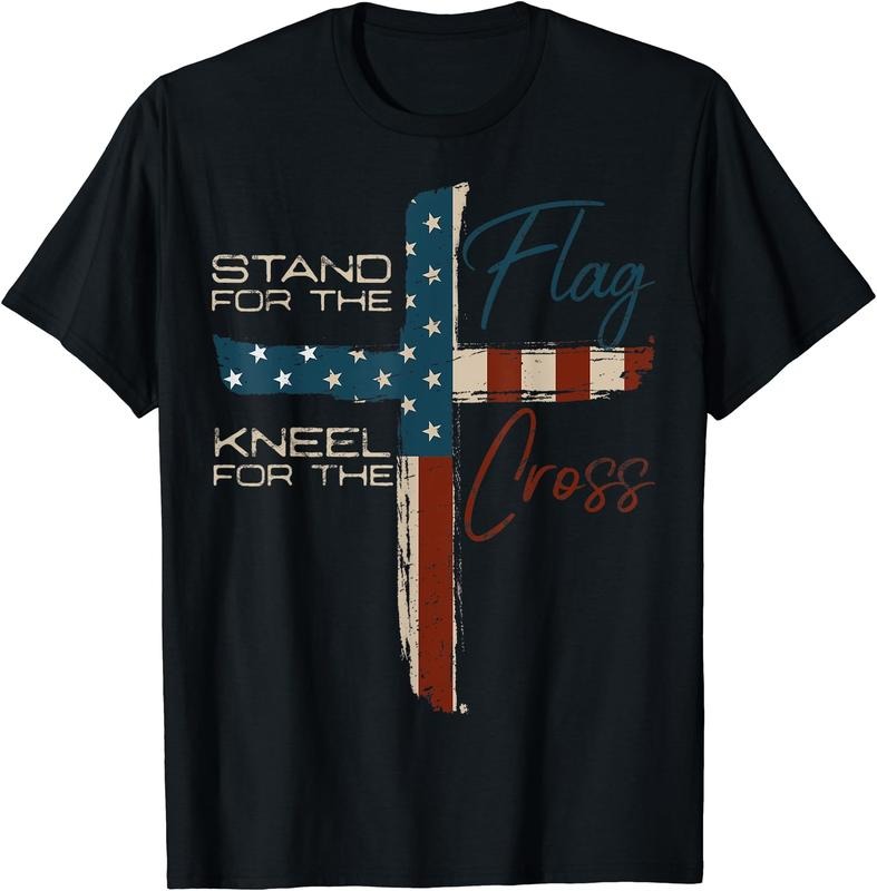 USA Flag Religious Quote 4th July Christian Faith Cotton Short Sleeve T-Shirts, Hoodie, Sweatshirt