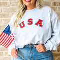 USA Letter Patch Patriotic Pullover Crew, Chenille Letter Patch T-Shirts, Hoodie, Sweatshirt | GrindPrints.com