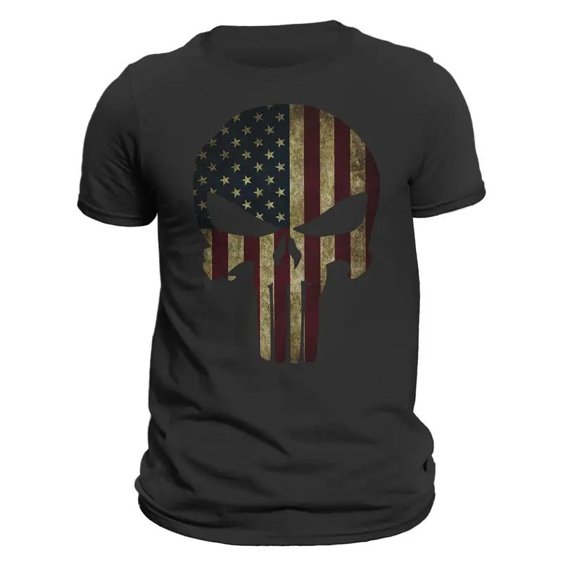 USA Patriotic American Flag Skull Tactical Men's T-Shirt Hoodie, Sweatshirt | GrindPrints.com