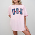 USA, Stars, Stripes, Patriotic, Retro, Varsity Style, Dark Blue, Tshirt, Women's Comfort Color Tee, Tshirt Hoodie, Sweatshirt