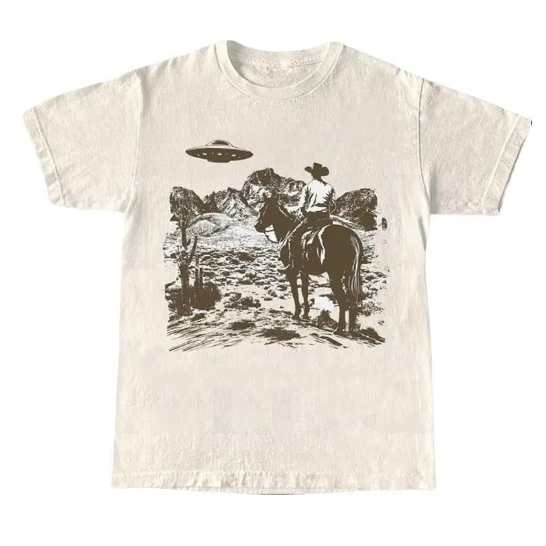 Ufo Western Shirt, Retro T-Shirt, Vintage Cowboy Tee, Rodeo T Shirt, Wild West Tee, Western Oversized, Unisex Hoodie,...