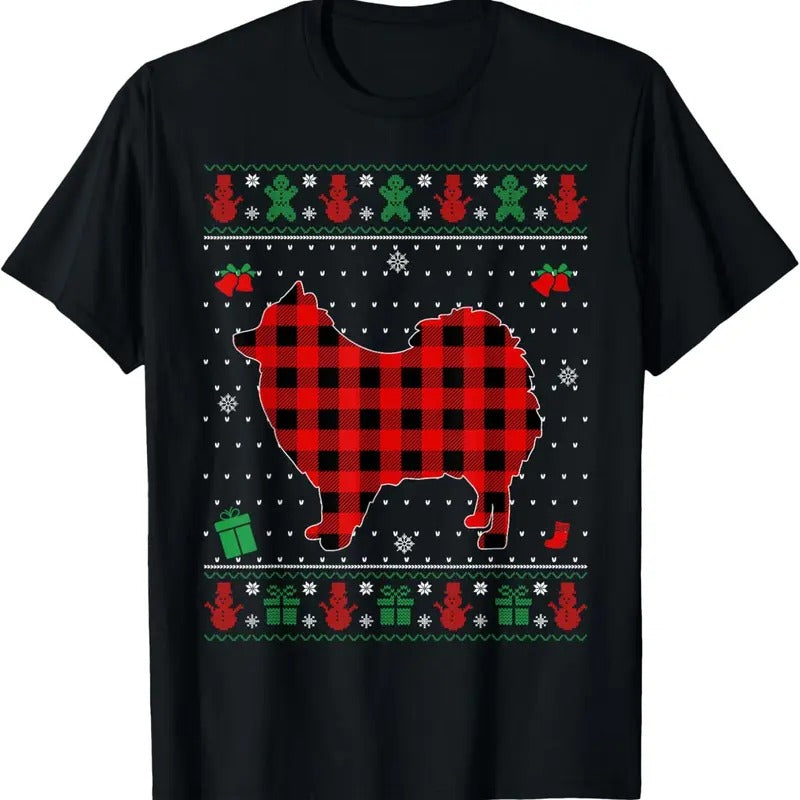 Ugly Christmas Red Plaid Pomeranian Dog Lover Matching Pj T-Shirt Hoodie, Sweatshirt | GrindPrints.com