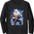 Ugly Christmas Sweater - Santa Claus Playing Guitar Long Sleeve T-Shirt Hoodie, Sweatshirt | GrindPrints.com