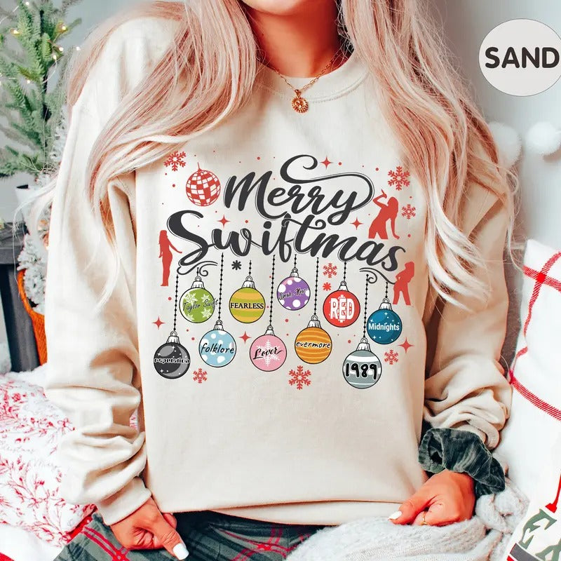 Ugly Christmas Sweatshirt, Merry Swiftmas Sweatshirt, TS 1989 Sweatshirt, Swiftmas Tee, Gift For Her Hoodie | GrindPrints.com