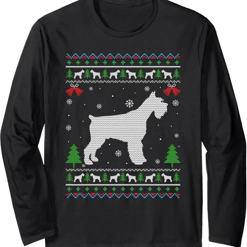 Ugly Xmas Design Schnauzer Dog Ugly Christmas Sweater Funny Long Sleeve T-Shirt Hoodie, Sweatshirt | GrindPrints.com