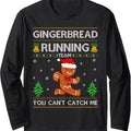 Ugly Xmas Sweater Gingerbread Running Team Christmas Long Sleeve T-Shirt Hoodie, Sweatshirt | GrindPrints.com
