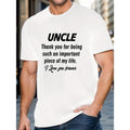 Uncle Appreciation" Men's Casual T-Shirt - Breathable Cotton, Crew Neck, Short Sleeve with Geometric Design