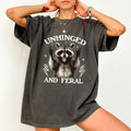 Unhinged And Feral Comfort Colors Shirt, Sarcastic Raccoon Mama T-shirt, Funny Meme Mom Tee, Feral Mama Tee, Gift For...