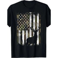 Unique Camouflage American Flag Deer Elk Stag Short Sleeve T-Shirt for Hunting Hunter Dad Gift  made in usa Hoodie,...
