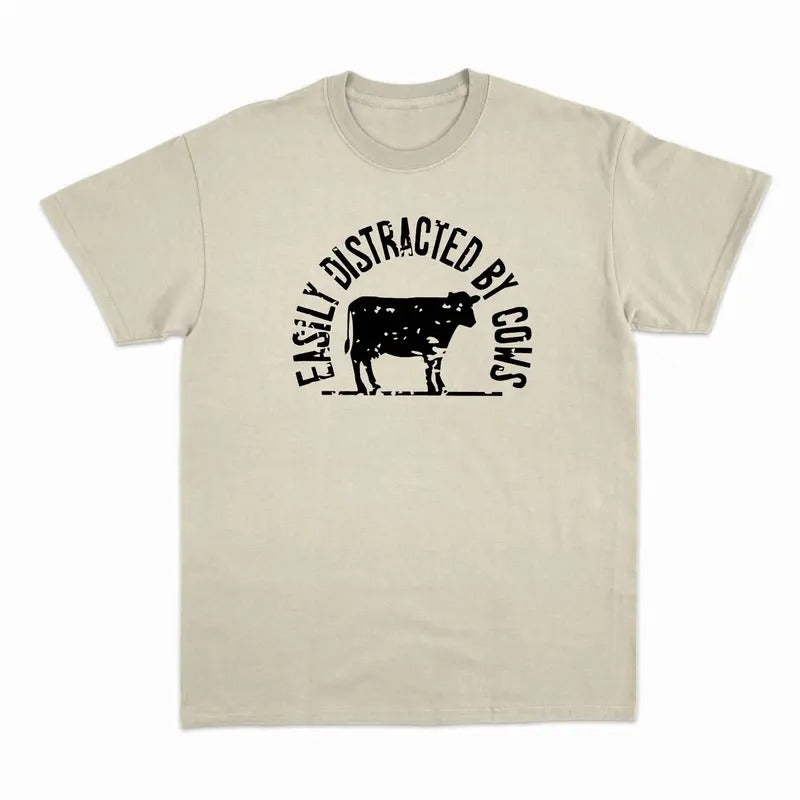 Unisex  Cow Shirt, Easily Distracted By Cows, cute Cow T-Shirt  , Sweatshirt  and Hoodie | GrindPrints.com