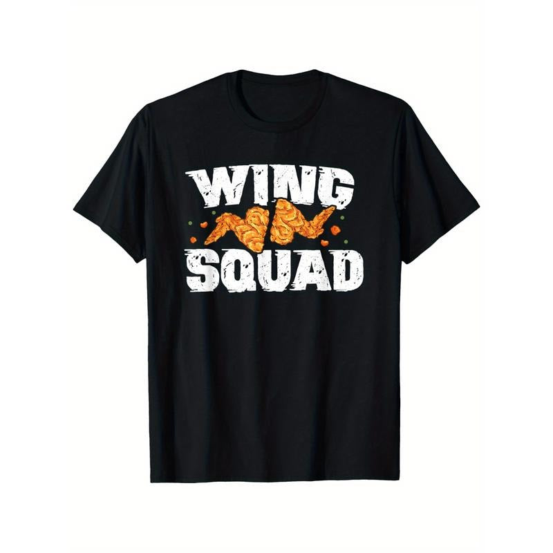 Unisex Chicken Wing Squad T-Shirt, 100% Cotton, Casual Crew Neck, Slight Stretch, All-Season Knit Fabric, Regular Fit,...