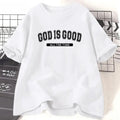 Unisex Christian Cotton Short Sleeve T-Shirt, God Is Good T-Shirt, Retro Santa Claus Letter Printed Clothes, Jesus Tops...