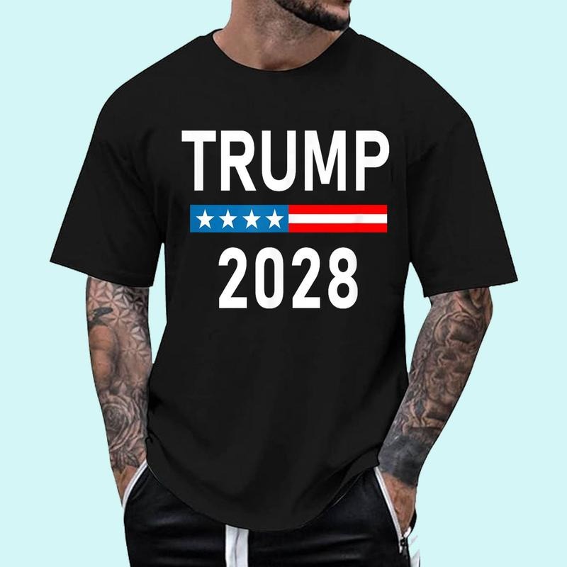 [Unisex Cotton] President Donald Trump 2028 T-Shirt , Short Sleeve, Top Unisex Hoodie, Sweatshirt | GrindPrints.com
