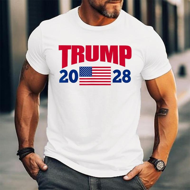 [ Cotton] Trump 2028 Rally Election Trump 2028 USA Flag Short Sleeve Top T-Shirts, Hoodie, Sweatshirt