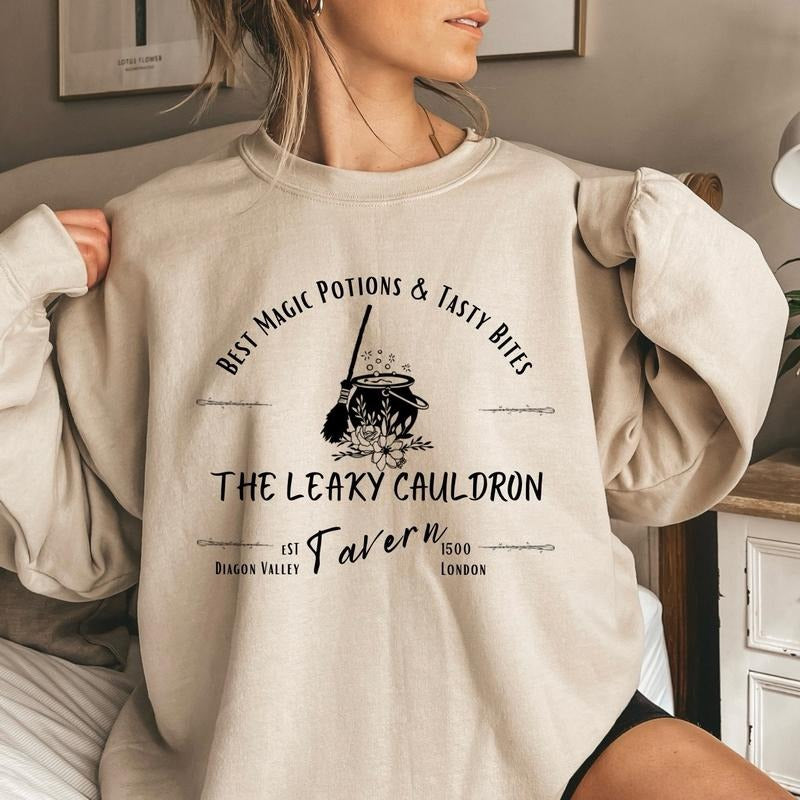 Unisex HP The Leaky Cauldron gildan longsleeve cotton polyester crewneck sweater T-Shirts, Hoodie, Sweatshirt