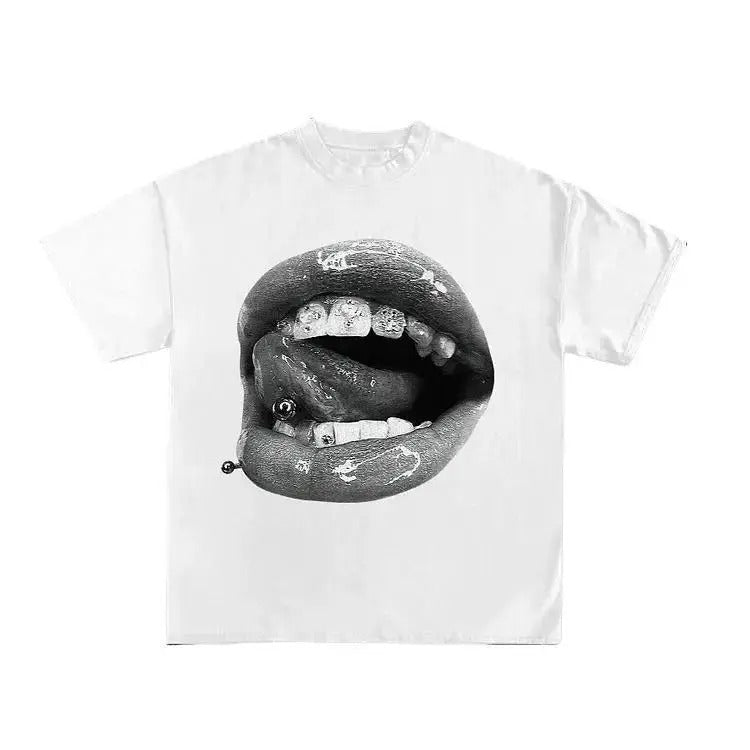 Unisex Lip Graphic Print Vintage Cotton T-Shirt Hoodie, Sweatshirt | GrindPrints.com