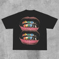 Unisex Loose Lip Print Cotton Graphic T-Shirt Hoodie, Sweatshirt | GrindPrints.com