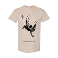 Unisex Men's Angel & Letter Print Round Neck Drop Shoulder Tee, Tee Gift for Friends, Available in All Sizes, Full Color,...