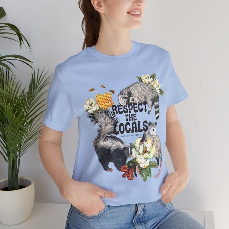 Unisex Respect Them Locals Shirt, Opossum Possum Skunk Raccoon Bees Honey T-shirt, Respect The Locals T Shirt Comfort...