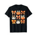 Unisex Thanksgiving Pumpkin and Bow Print T-Shirt - 100% Cotton Crew Neck Casual Tee with Slight Stretch, All-Season...