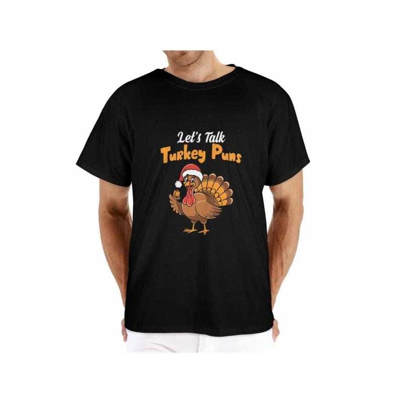 Unisex Thanksgiving Turkey Graphic T-Shirt, 100% Cotton Crew Neck Casual Tee, Slight Stretch Knit Fabric, All-Season...