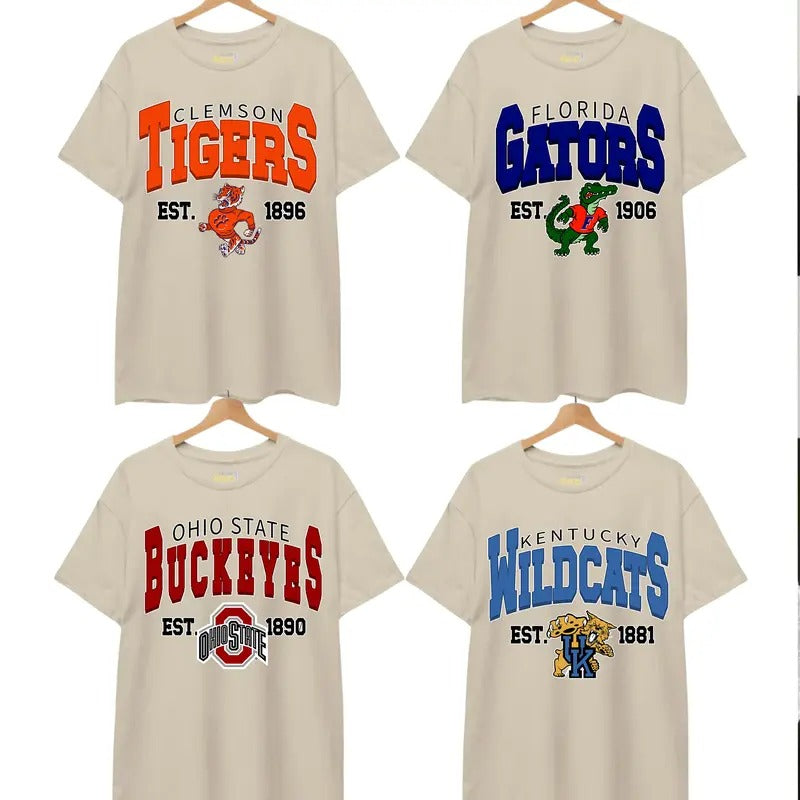 Unisex Vintage All University Graphic T-Shirt, Throwback Sports Style Featuring Iconic Campus Mascot Designs, Perfect for...