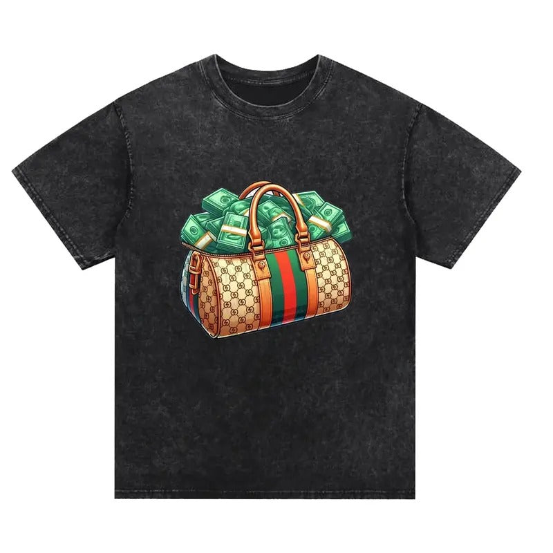 Unisex Vintage Wash Pattern T-Shirts, Fashion Cartoon Prints, Men's and Women's Loose Casual Summer T-Shirts, Fashion...