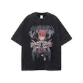Unisex Washed T-Shirt Harajuku Streetwear Anime Tee Casual Cotton Hoodie, Sweatshirt | GrindPrints.com