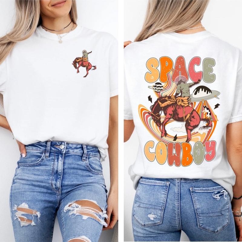 Unisex comfort colors space cowboy short sleeve cotton graphic tshirt gildan longsleeve polyester crewneck sweater...