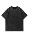 Unisex's Solid Color Wash Distressed Short Sleeve Tee, Casual Loose Fit T-shirt for Summer, Fashion Women's Top for Daily...
