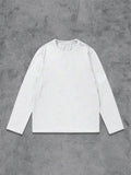 Unisex's Solid Long Sleeve Tee, Street Fashion Casual Comfy Round Neck T-shirt for Daily Wear, Men's Top for Spring &...