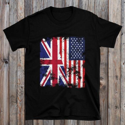 United Kingdom USA Flag - Half American T-Shirt made in usa Hoodie, Sweatshirt | GrindPrints.com