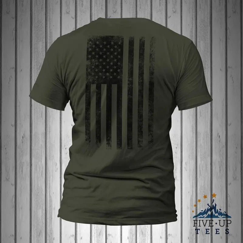 United States of America Distressed Black Vertical USA Flag T-Shirt Casual Crewneck Hoodie, Sweatshirt | GrindPrints.com