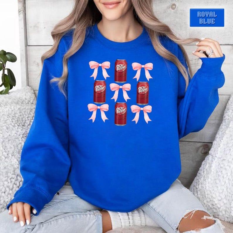 [Up To 5XL] Dr Pepper Sweatshirt, Dr. Pepper Sweater, Soda Crewneck, DR. Pepper Bow Coquette Sweatshirt, Cute Soda Drink...
