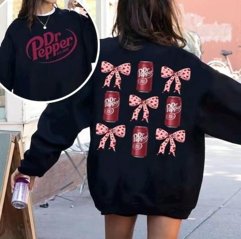 [Up To 5XL] Dr Pepper pink coquette bow 2 Sides SWEATER & T SHIRT, Pepper lover, Pepper Fan, Gift for love one Hoodie,...