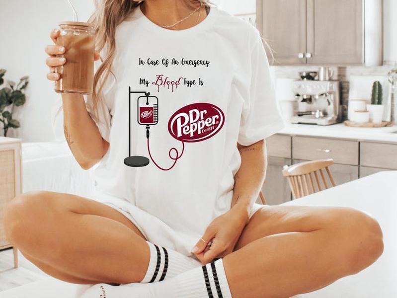 [Up To 5XL] Dr. Pepper Shirt, My Blood Type is Dr. Pepper Sweatshirt, Cute Dr Pepper Shirt, Gift For Her, Soda Shirt,...